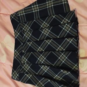 Navy Blue Plaid Skirt